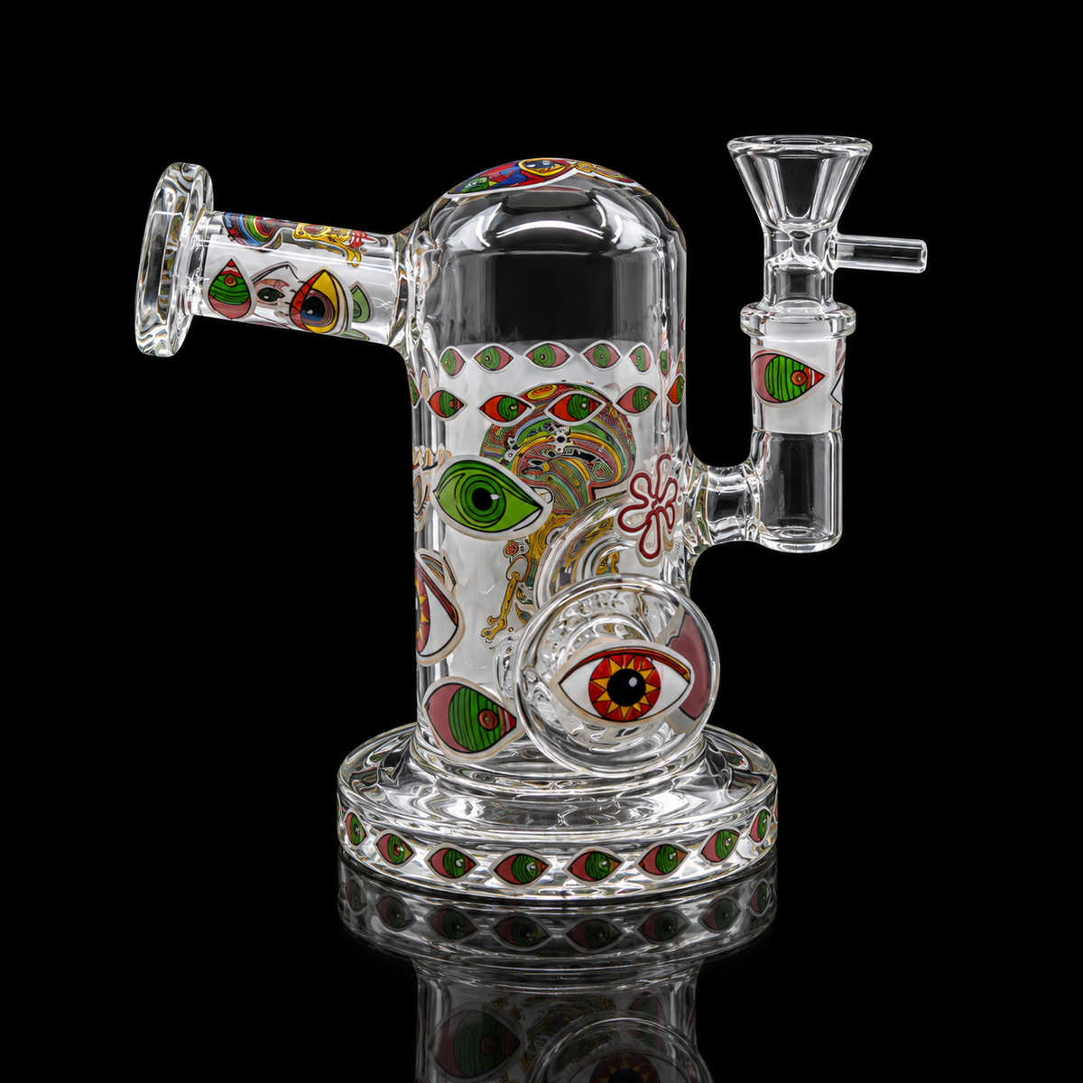 Psychedelic Eye Glass Dab Rig with Side Mouthpiece Wholesale RK Quality Glass