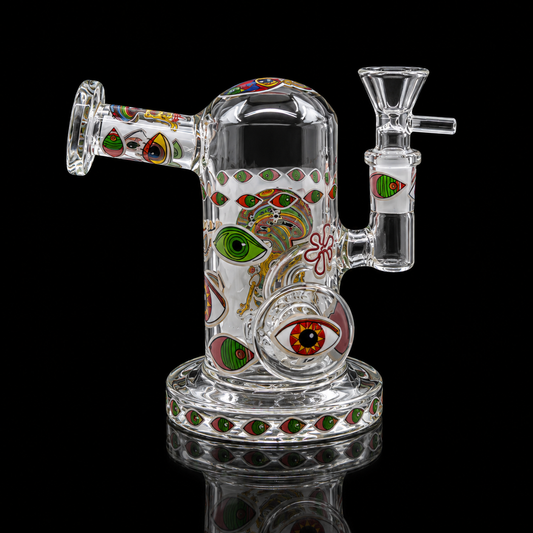 Psychedelic Eye Glass Dab Rig with Side Mouthpiece Wholesale RK Quality Glass