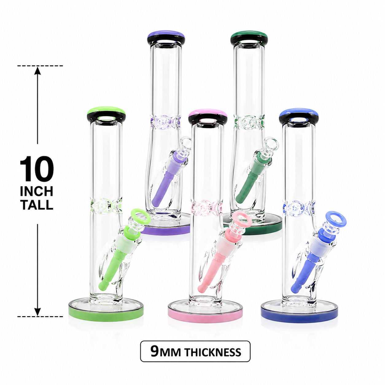 10 Inch 9mm Thick Straight Tube Bong Wholesale RK Quality Glass