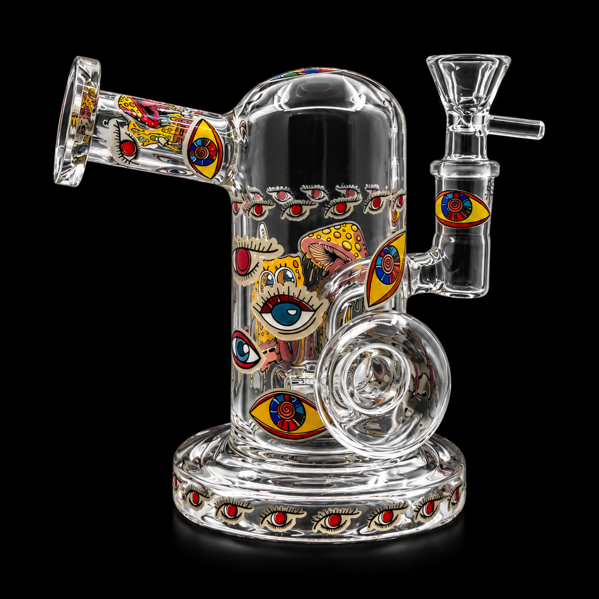 Psychedelic Eye Glass Dab Rig with Side Mouthpiece Wholesale RK Quality Glass