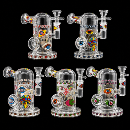 Psychedelic Eye Glass Dab Rig with Side Mouthpiece Wholesale RK Quality Glass