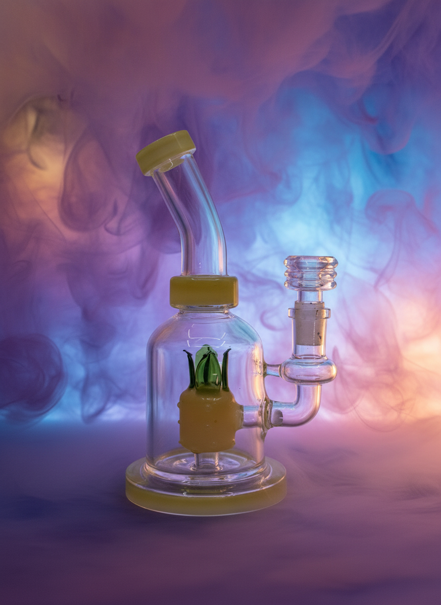 7” Pineapple Insert Bent Dab Rig - RK Quality Glass