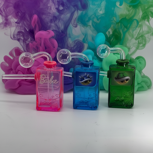 Square bottles color OB with different stickers - OB08