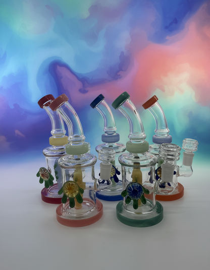 7” Locket with Fish Inserts Dab Rig - RK Quality Glass