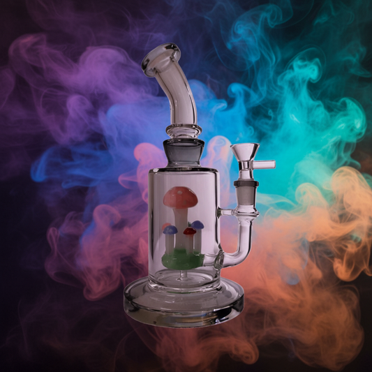 10” Bent Neck Mushroom Perc Water Pipe Bong - RK Quality Glass