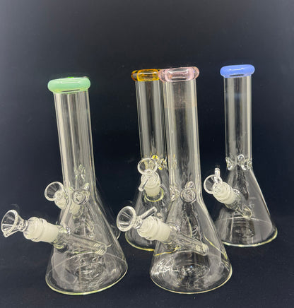 10” color mouth clear Becker bong - WP224 - RK Quality Glass
