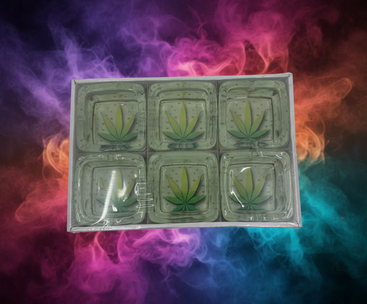 SQUARE GLASS ASHTRAY (6 COUNT ) RKQG 2043