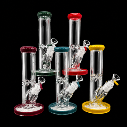 10 INCH 9MM COLOR MOUTH AND BASE MATCHING BOWL STRAIGHT WATER BONG
