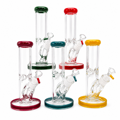 10 INCH 9MM COLOR MOUTH AND BASE MATCHING BOWL STRAIGHT WATER BONG