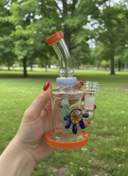 7” locket with fish inserts dab rig - WP245