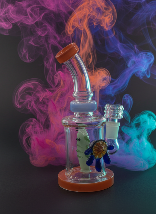 7” Locket with Fish Inserts Dab Rig - RK Quality Glass