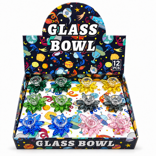 14mm Male color leaf glass Bowl per display 12ct