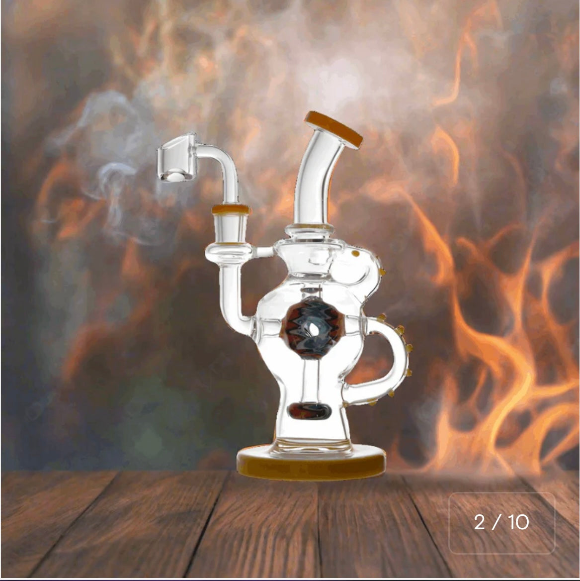 929 RKQG025 DAB RIG | HOLLOW BASE CYLINDER RECYCLER GLASS WATER PIPE 8.5"