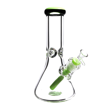 12" 9mm color mouth and base ice beaker bong - RK Quality Glass