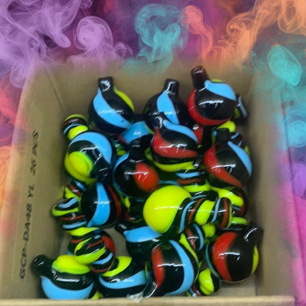 RK Quality Glass Colorful Airflow Carb Cap for Dab Rigs