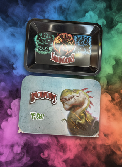 RK Quality Glass Small Metal Rolling Trays with Lid