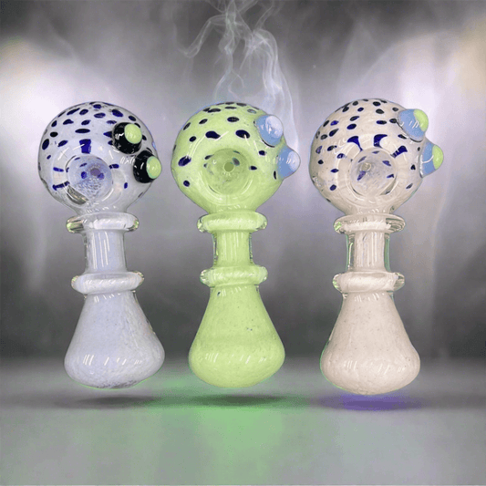 4.5” double rim frit art spoon Hand pipe - HP1029 - RK Quality Glass