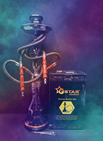 RK Quality Glass 18 Inch Glass Hookah with Dual Hoses