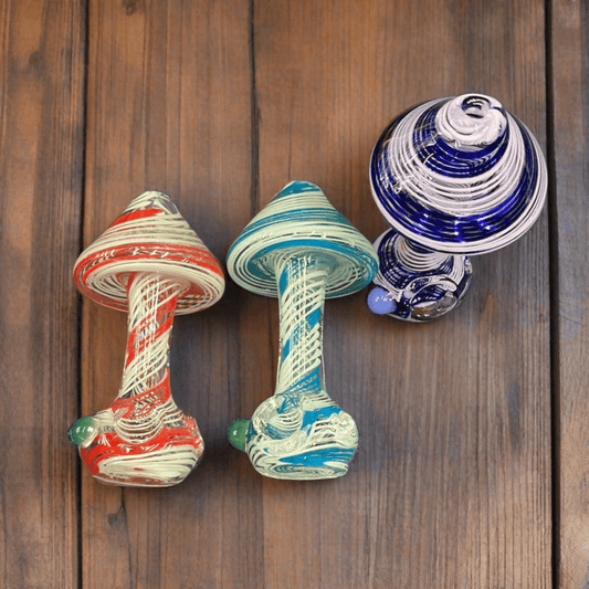 4.5” mushroom color twisting spoon Hand pipe - HP1025 - RK Quality Glass
