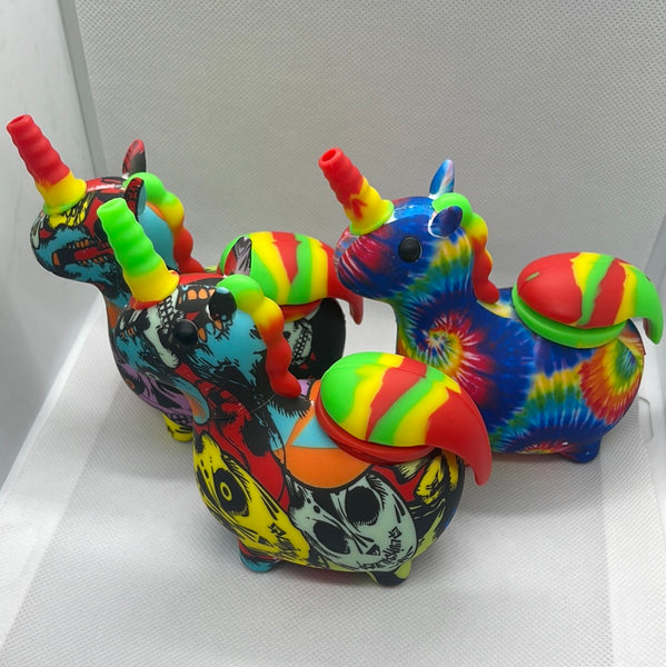 771 RKQG640 5” colorful unicorn silicone water pipe