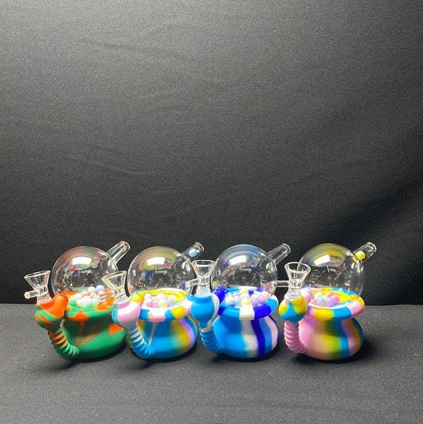 768 RKQG11 4.6” silicone water pipe with color beads