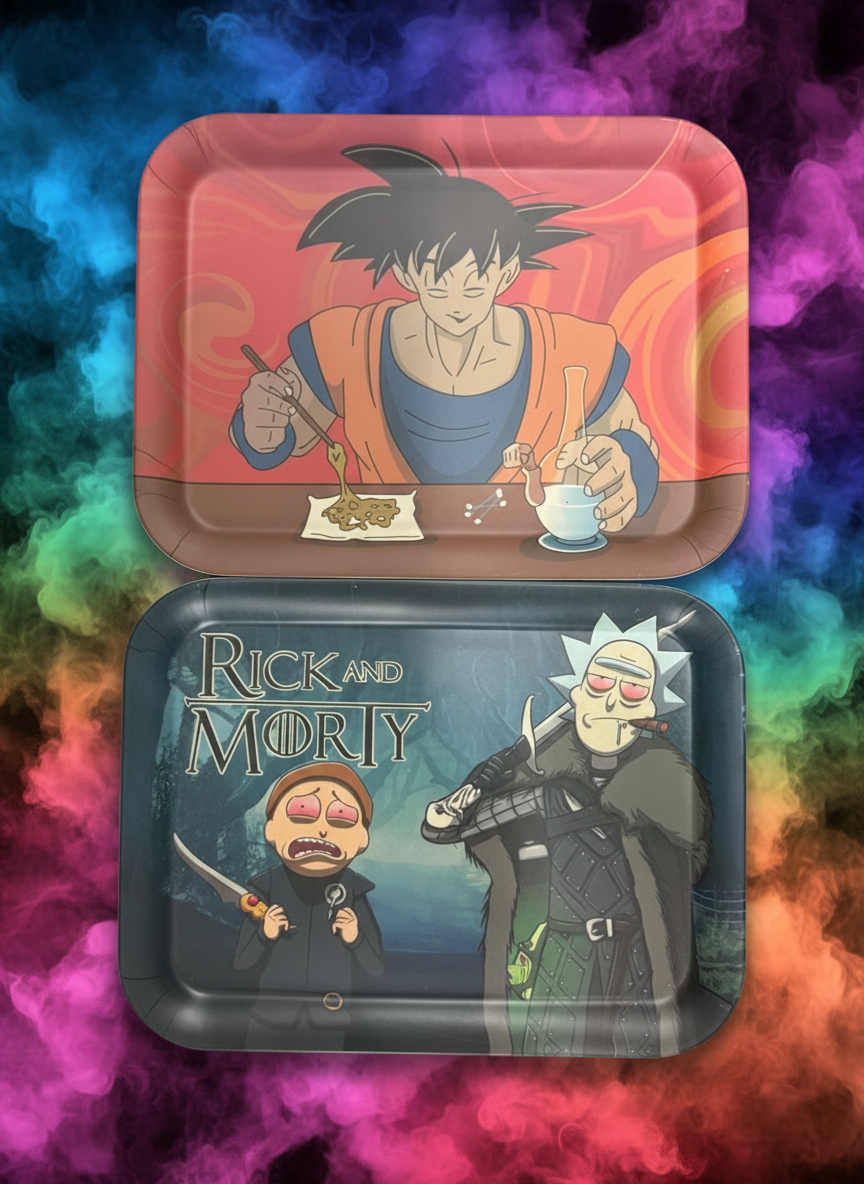 RK Quality Glass Large Bamboo Rolling Tray - Fun Designs