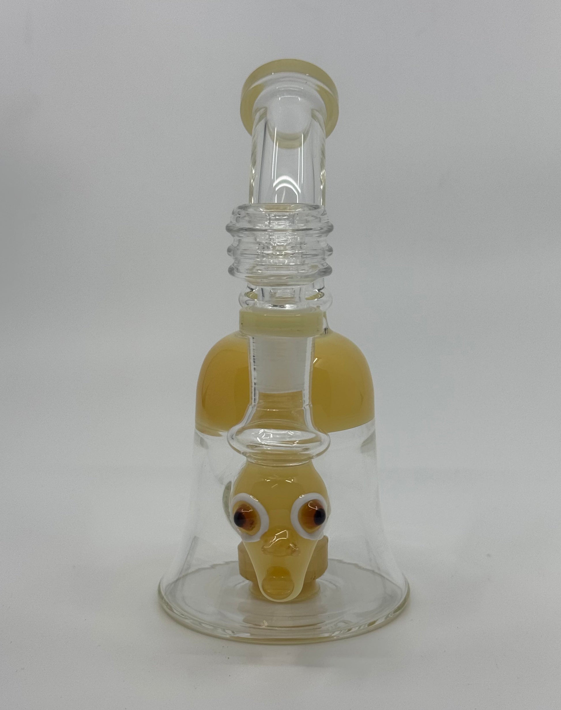 Unique clear glass bong with a skull design from RK Quality Glass for wholsell smokeshop, rkqualityglass.com