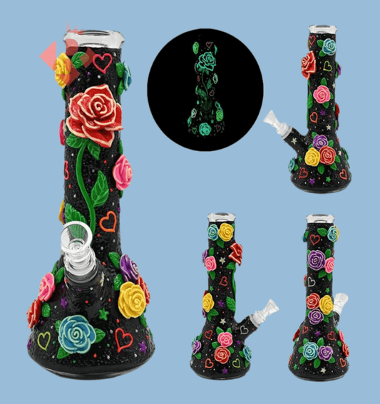 Colorful Floral Bong - Wholesell Smokeshop by RK Quality Glass - RK Quality Glass