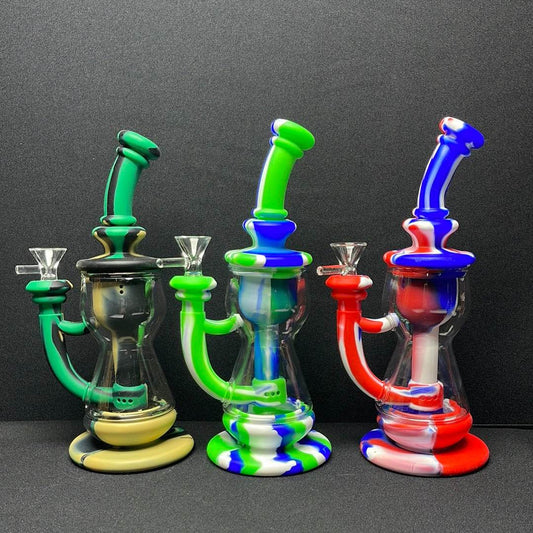 RK Quality Glass 10 Inch Silicone Bent Dab Rig - RK Quality Glass