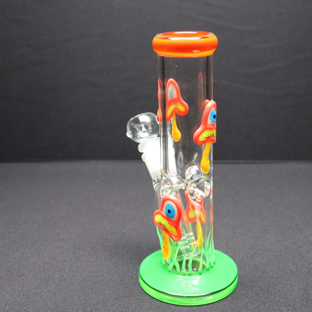 128 18RKQG 9" Straight Mushroom print bong