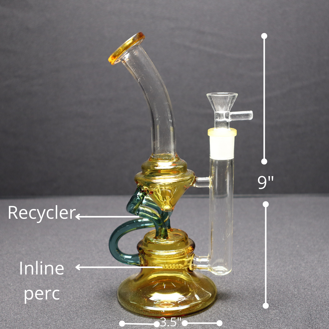 130 29RKQG 9" tall recycler dab rig