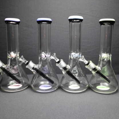 12" 9mm color mouth and base ice beaker bong - RK Quality Glass