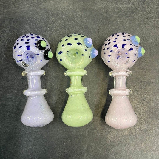 4.5” double rim frit art spoon Hand pipe - HP1029 - RK Quality Glass