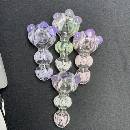 4.5" Three bowl marble hand pipe - HP1003 - RK Quality Glass