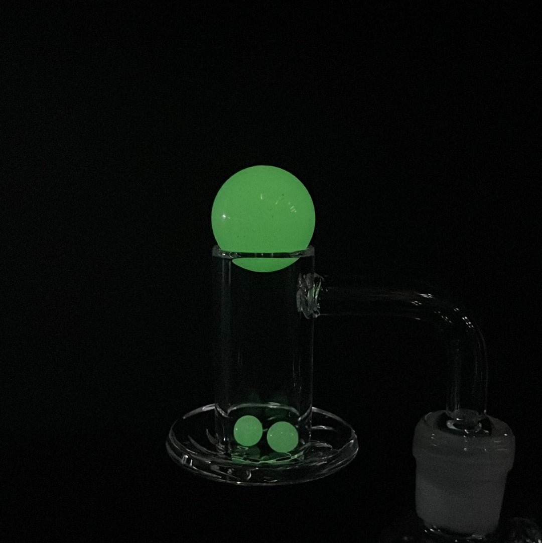 633 RKQG 14mm blender quartz banger with glow in the dark pearls & carb cap set