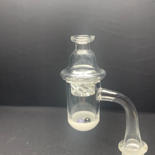 223 7RKQG frosted base pearl spin banger & carb cap set