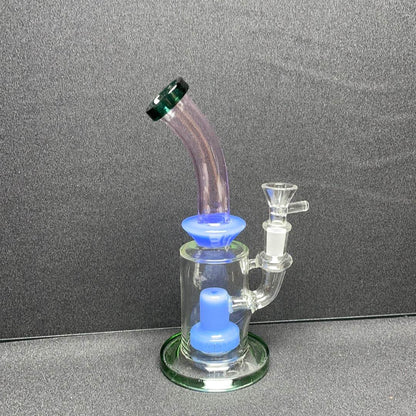 8” color tube shower head bend dab rig - WP133 - RK Quality Glass