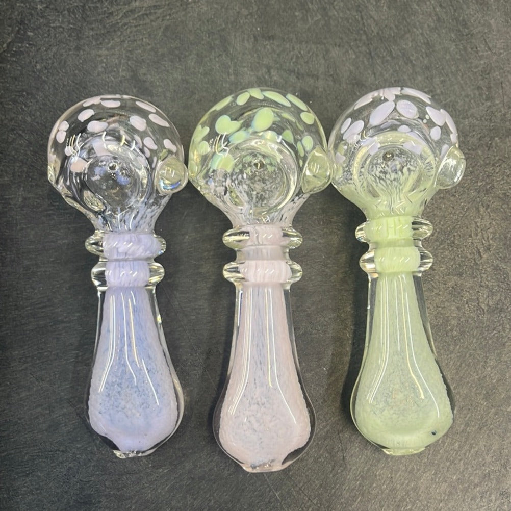 3.5” double rim  frit with color dot hand pipe