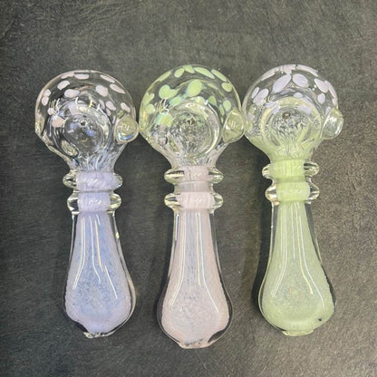 3.5” double rim frit with color dot hand pipe - HP1021 - RK Quality Glass