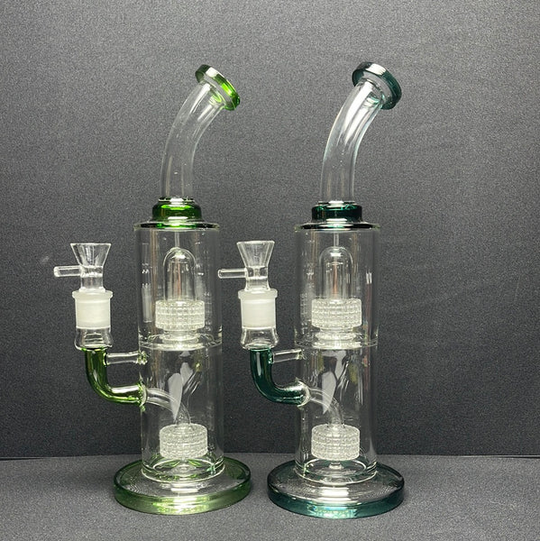 526 RKQG 35 14” double shower head bent dab rig